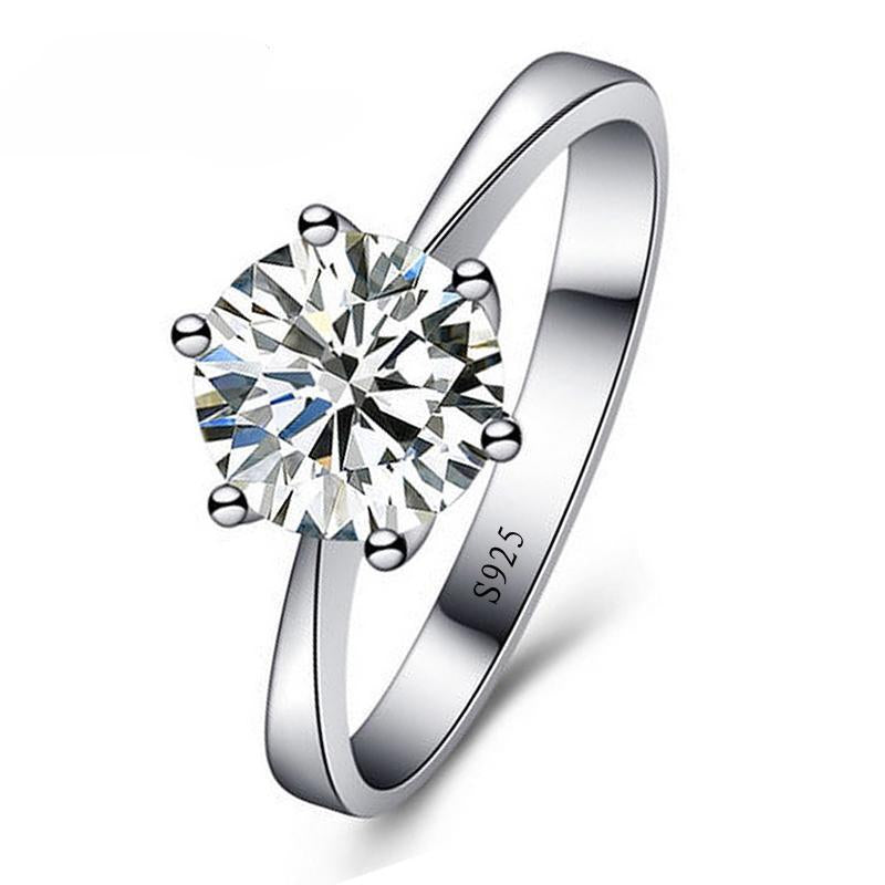 JEXXI Romantic Classic Round Cubic Zirconia 925 Sterling Silver Finger Rings for Women Wedding Jewelry