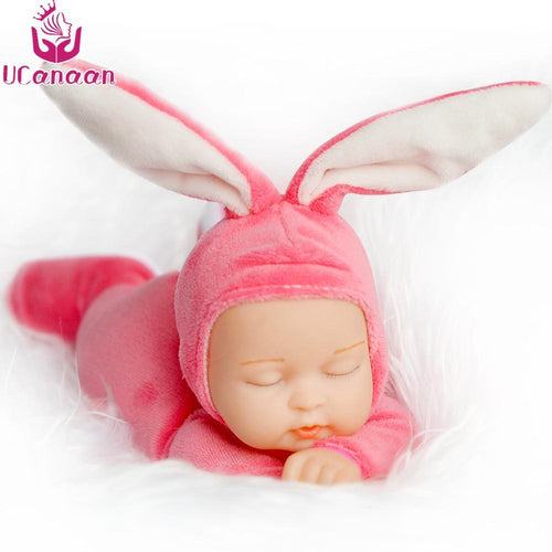 25CM Rabbit Plush Stuffed Baby Doll Simulated Babies Sleeping Dolls Children Toys Birthday Gift For Babies 5 Colors doll reborn