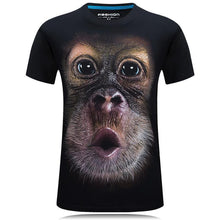 2016 summer Men's brand clothing O-Neck short sleeve animal T-shirt monkey/lion 3D Digital Printed T shirt Homme large size