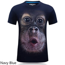 2016 summer Men's brand clothing O-Neck short sleeve animal T-shirt monkey/lion 3D Digital Printed T shirt Homme large size