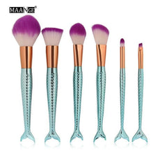 6-15PCS Mermaid Makeup Brushes Set Foundation Blending Powder Eyeshadow Contour Concealer Blush Cosmetic Beauty Make Up Tool Kit