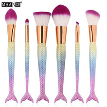 6-15PCS Mermaid Makeup Brushes Set Foundation Blending Powder Eyeshadow Contour Concealer Blush Cosmetic Beauty Make Up Tool Kit