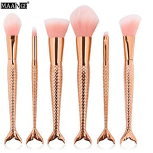 6-15PCS Mermaid Makeup Brushes Set Foundation Blending Powder Eyeshadow Contour Concealer Blush Cosmetic Beauty Make Up Tool Kit