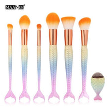 6-15PCS Mermaid Makeup Brushes Set Foundation Blending Powder Eyeshadow Contour Concealer Blush Cosmetic Beauty Make Up Tool Kit
