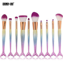 6-15PCS Mermaid Makeup Brushes Set Foundation Blending Powder Eyeshadow Contour Concealer Blush Cosmetic Beauty Make Up Tool Kit