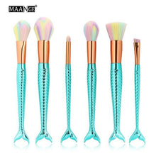 6-15PCS Mermaid Makeup Brushes Set Foundation Blending Powder Eyeshadow Contour Concealer Blush Cosmetic Beauty Make Up Tool Kit
