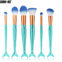 6-15PCS Mermaid Makeup Brushes Set Foundation Blending Powder Eyeshadow Contour Concealer Blush Cosmetic Beauty Make Up Tool Kit