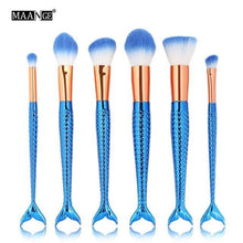 6-15PCS Mermaid Makeup Brushes Set Foundation Blending Powder Eyeshadow Contour Concealer Blush Cosmetic Beauty Make Up Tool Kit