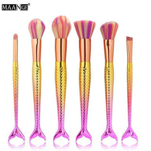 6-15PCS Mermaid Makeup Brushes Set Foundation Blending Powder Eyeshadow Contour Concealer Blush Cosmetic Beauty Make Up Tool Kit