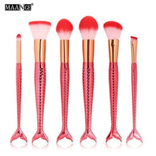 6-15PCS Mermaid Makeup Brushes Set Foundation Blending Powder Eyeshadow Contour Concealer Blush Cosmetic Beauty Make Up Tool Kit