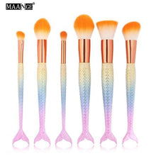 6-15PCS Mermaid Makeup Brushes Set Foundation Blending Powder Eyeshadow Contour Concealer Blush Cosmetic Beauty Make Up Tool Kit