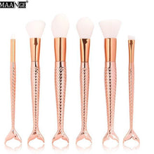 6-15PCS Mermaid Makeup Brushes Set Foundation Blending Powder Eyeshadow Contour Concealer Blush Cosmetic Beauty Make Up Tool Kit