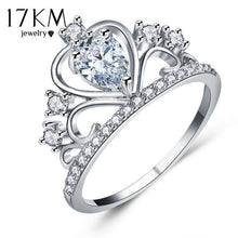 17KM Wedding Jewelry Finger Crystal Heart Crown Rings For Women New Lover Cubic Zirconia Ring Female Engagement Party Wholesale