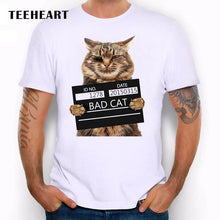 TEEHEART Men's Bad Cat women Dept Print T-Shirt Cool Cat t shirt men summer White T shirt  hipster Tees la062