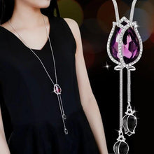 BYSPT Zircon Black Rose Flower Long Necklace Sweater Chain Fashion Metal Chain Crystal Flower Pendant Necklaces Adjusted