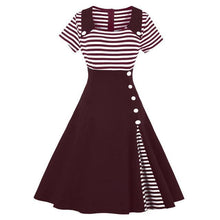 VESTLINDA Vintage Striped Buttoned Pin Up Dress Women Black White Cotton Summer Short Sleeve Dress 2017 Retro 50s 60s Dresses