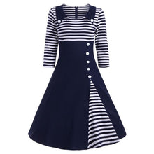 VESTLINDA Vintage Striped Buttoned Pin Up Dress Women Black White Cotton Summer Short Sleeve Dress 2017 Retro 50s 60s Dresses