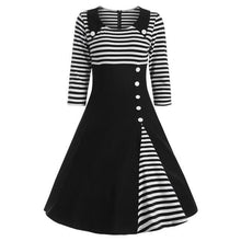 VESTLINDA Vintage Striped Buttoned Pin Up Dress Women Black White Cotton Summer Short Sleeve Dress 2017 Retro 50s 60s Dresses