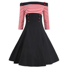 VESTLINDA Vintage Striped Buttoned Pin Up Dress Women Black White Cotton Summer Short Sleeve Dress 2017 Retro 50s 60s Dresses