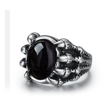 WAWFROK Fashion Stainless Steel Skull Rings Women Ring Silvery Ring Man's Popular Punk Red Jewelry Claw Finger Circle R-128