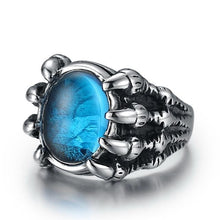 WAWFROK Fashion Stainless Steel Skull Rings Women Ring Silvery Ring Man's Popular Punk Red Jewelry Claw Finger Circle R-128