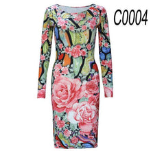 2017 Autumn New Fashion women Dress O-neck Long-sleeved Slim and elegant Retro Dress Sexy printing Casual Dress