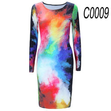 2017 Autumn New Fashion women Dress O-neck Long-sleeved Slim and elegant Retro Dress Sexy printing Casual Dress