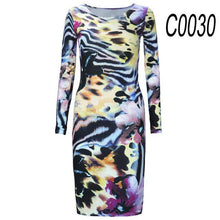 2017 Autumn New Fashion women Dress O-neck Long-sleeved Slim and elegant Retro Dress Sexy printing Casual Dress
