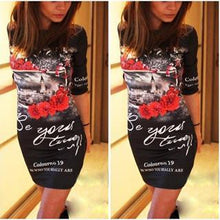 2017 Summer fashion Vintage Floral Print Women Dress Casual half Sleeve round Neck Elegant Slim Sheath Sexy Bodycon Dresses