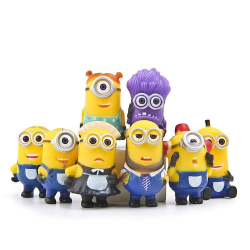 (8pcs/lot) Minion Miniature Figurines Toys Cute Lovely Model Kids Toys 5.5cm PVC Anime Children Figure 170720